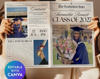Graduation Newspaper | Canva Template | Graduation invitation | Graduation Photoshoot Newspaper | Announcement Newspaper