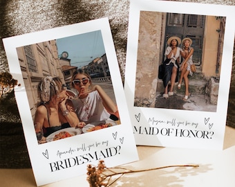 Photo Will You Be My Bridesmaid Template, Will You Be My Maid Of Honor, Bridesmaid Photo Proposal Card, Boho Maid of Honor Proposal Card