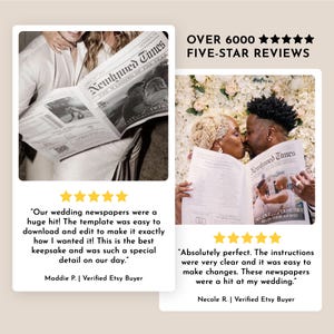 Wedding Newspaper Template with Photo, Wedding Newspaper Template, Wedding Program, Newlywed Times, Editable Newspaper Itinerary, Marriage image 6