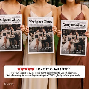 Wedding Newspaper Template with Photo, Wedding Newspaper Template, Wedding Program, Newlywed Times, Editable Newspaper Itinerary, Marriage image 7