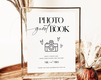 Photo Guestbook Sign, Wedding Photo Guest Book Sign, Printable Photo Guestbook Sign, Modern Minimalist Wedding Sign, Editable Guestbook Sign