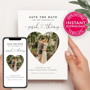 Save The Date Kalender, Save The Date Vorlage mit Foto, Save The Date Karten, Save The Dates, Save The Date Postkarte, Digital Download