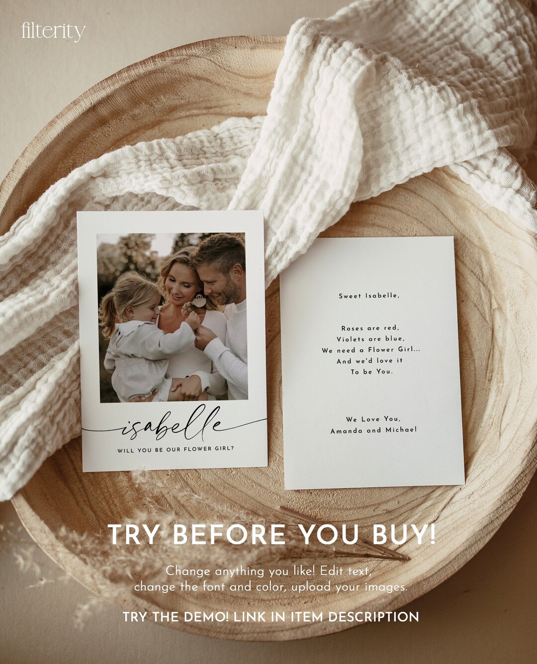 Flower Girl Proposal Card, Will You Be My Flower Girl Card Template ...