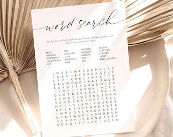 Bridal Word Search, Printable Bridal Shower Game, Bridal Shower Game Instant Download, Bridal Shower Game Template, Bachelorette Party Game