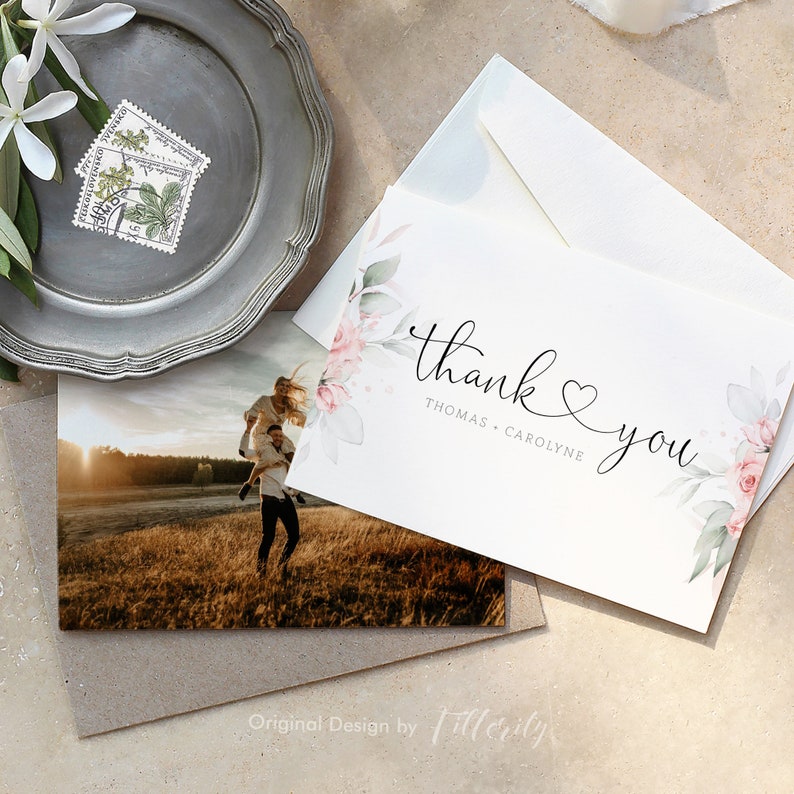 Wedding Thank You Card Template, Personalized Thank You Card, Printable Thank You Card Template, Thank You Card Wedding, Wedding Favors image 8