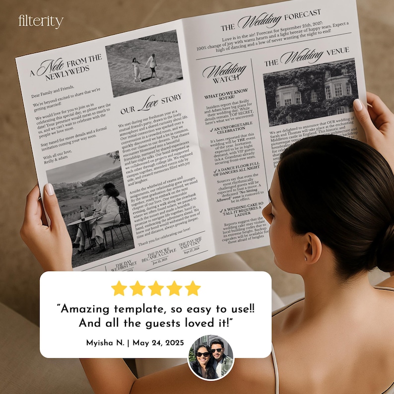Save The Date Newspaper Template Canva, Wedding Save The Date, Announcement Photoshoot Newspaper, The Wedding Post News Paper Template image 8