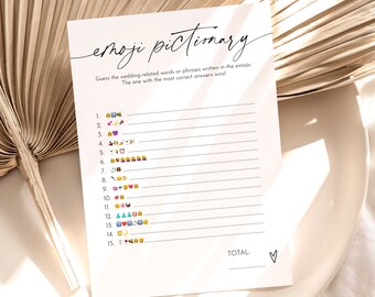 Emoji Pictionary Bridal Shower Game, Emoji Game Template, Bridal Shower Games Instant Download, Bachelorette Party Game, Printable Games