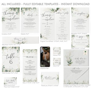 Printable Wedding Invitation Set Template Download, Wedding Invitations ...