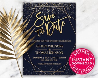 Save the Date Wedding Template, Wedding Invitation Digital Download, Printable Save the Date, Wedding Save The Date Instant Download