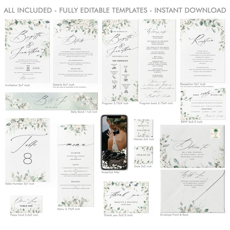 Wedding Invitation Template Bundle Wedding Invitations - Etsy