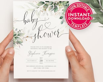 Baby Shower Invitation, Baby Shower Invite, Girl or Boy Baby Shower Invitation, Instant Download, Baby Shower Evite Digital Download