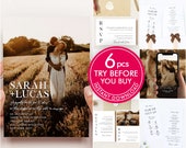 Minimalist Photo Wedding Invitation Set Template Download, Wedding Invitations, Wedding Template, Wedding Program, Rustic Wedding Theme