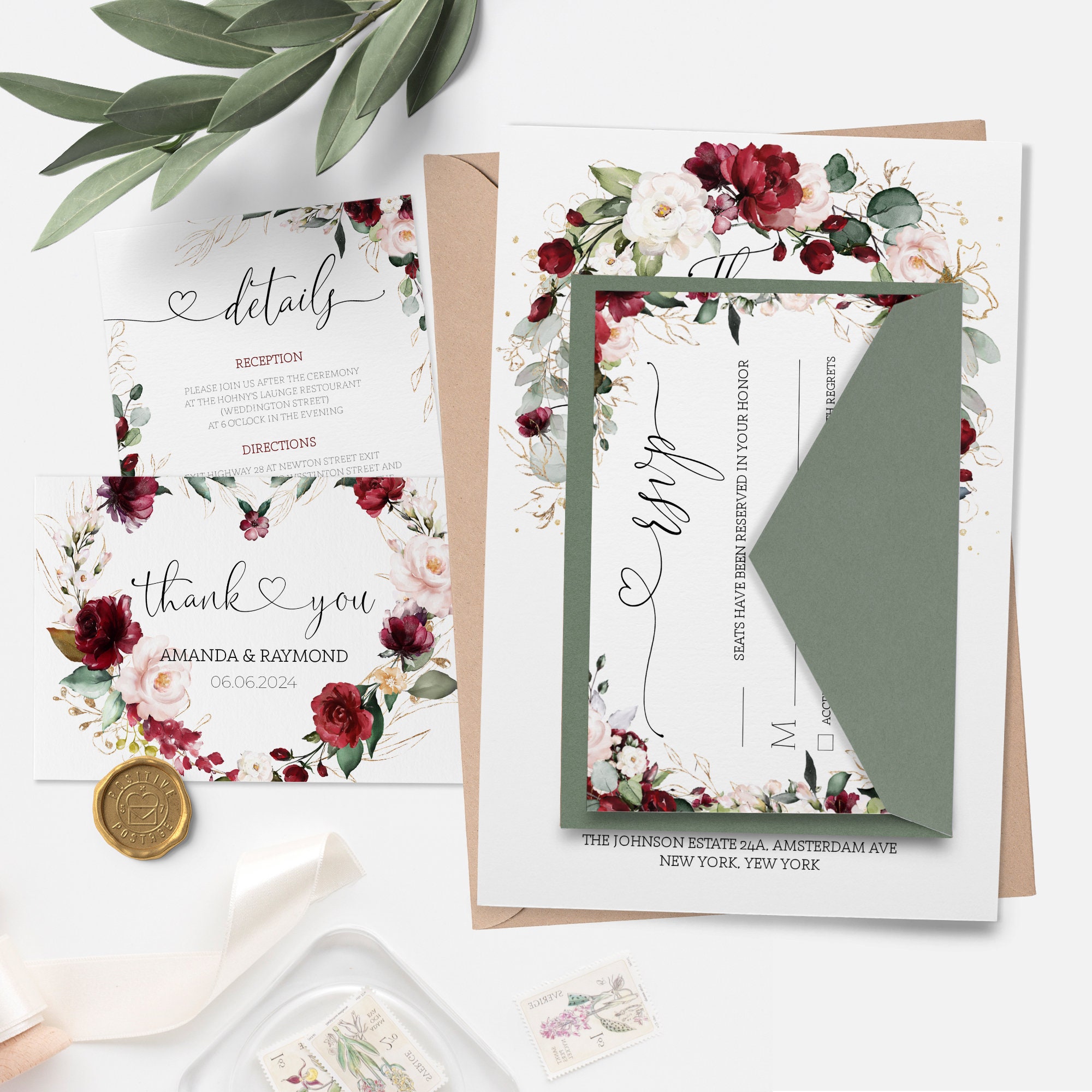 Printable Wedding Invitation Set Template Download Wedding | Etsy
