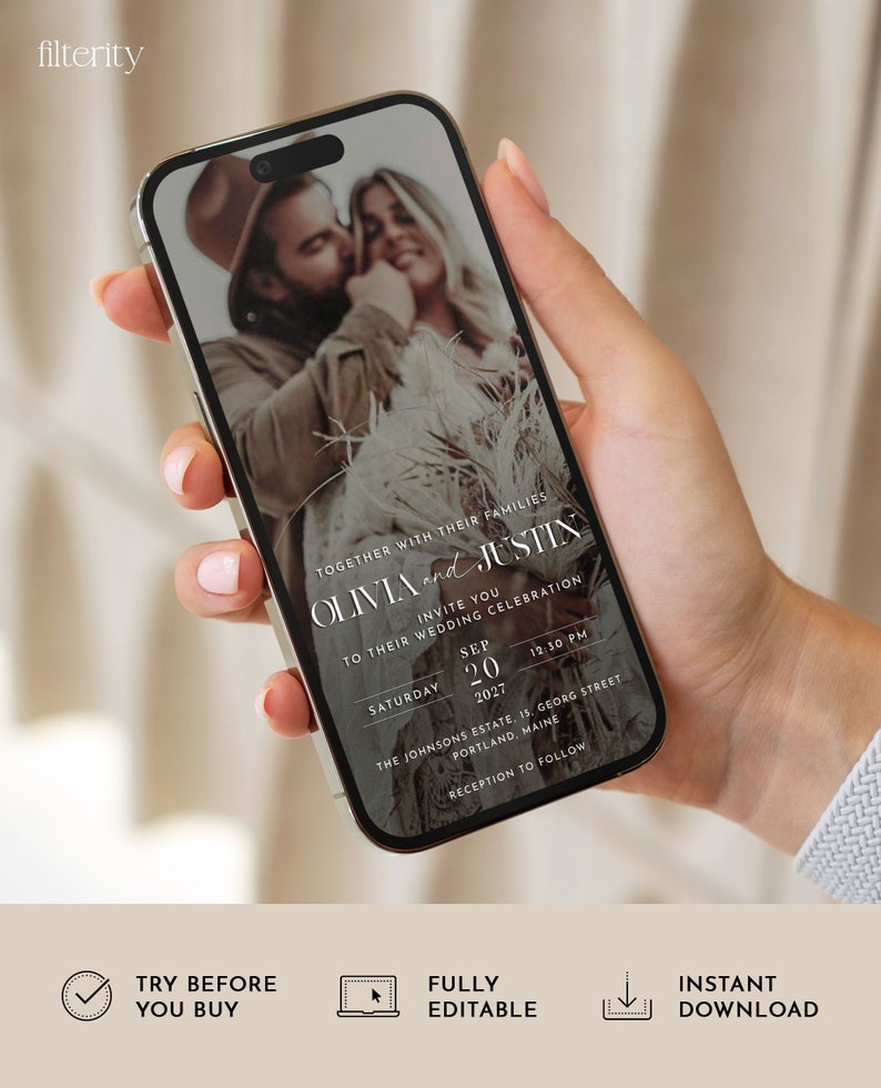 Digital Wedding Invitation Template Electronic Wedding Etsy