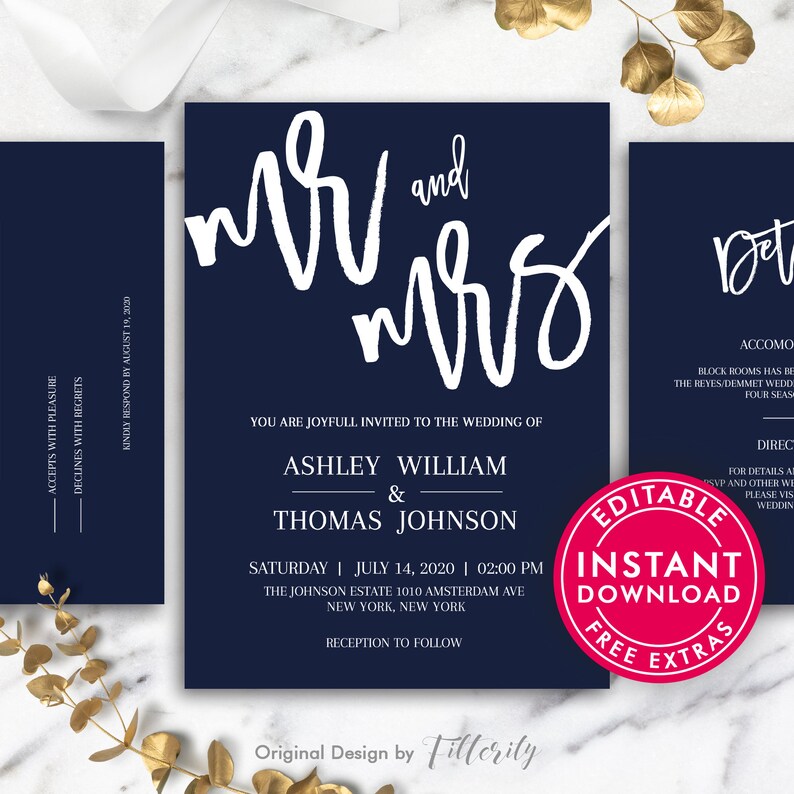 Templates Navy Blue Printable Wedding Invitation Simple Wedding Invitation Template Wedding Invites Wedding Invitation Template Download