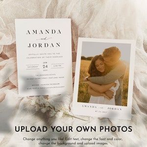 minimal wedding invitation template with photo