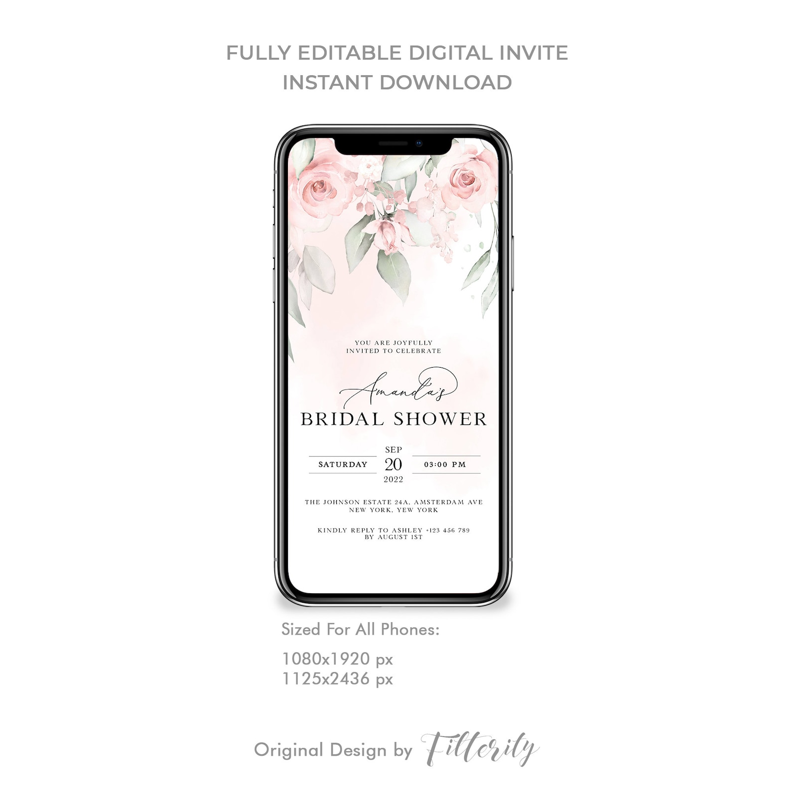 Electronic Bridal Shower Invitation Electronic Invitation Etsy