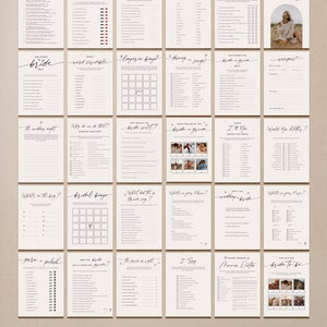 May include: A printable bridal shower game booklet with a variety of games and activities for guests to play. The games include "Pass the Poem", "He Said, She Said", "Guess the Number", "Disney Completes", "Over or Under", "Who Knows the Bride & Groom Best", "Word Scramble", "Lingering Bingo", "Disney Songs", "The Wedding Night", "Why Do We Do That?", "How Should the Bride React?", "Guess the Age of the Bride & Groom", "I Love You Around the World", "Would You Rather", "What's in the Bag", "Bridal Bingo", "What Did the Bride Say", "What's on Your Phone", "Don't Say Wedding or Bride", "What's in Your Purse", "Porn or Polish", "Does the Bride Really Know the Groom", "The Price is Right", "I Spy", "Famous Wedding Movie Quotes", "How Old Was the Bride to Be".