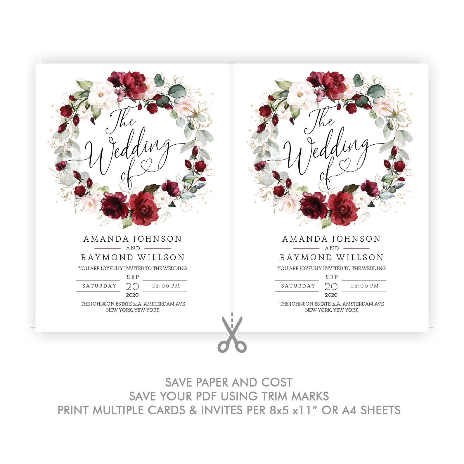 Printable Wedding Invitation Set Template Download Wedding - Etsy