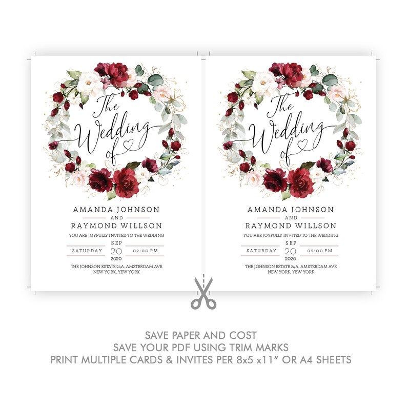 Printable Wedding Invitation Set Template Download Wedding - Etsy