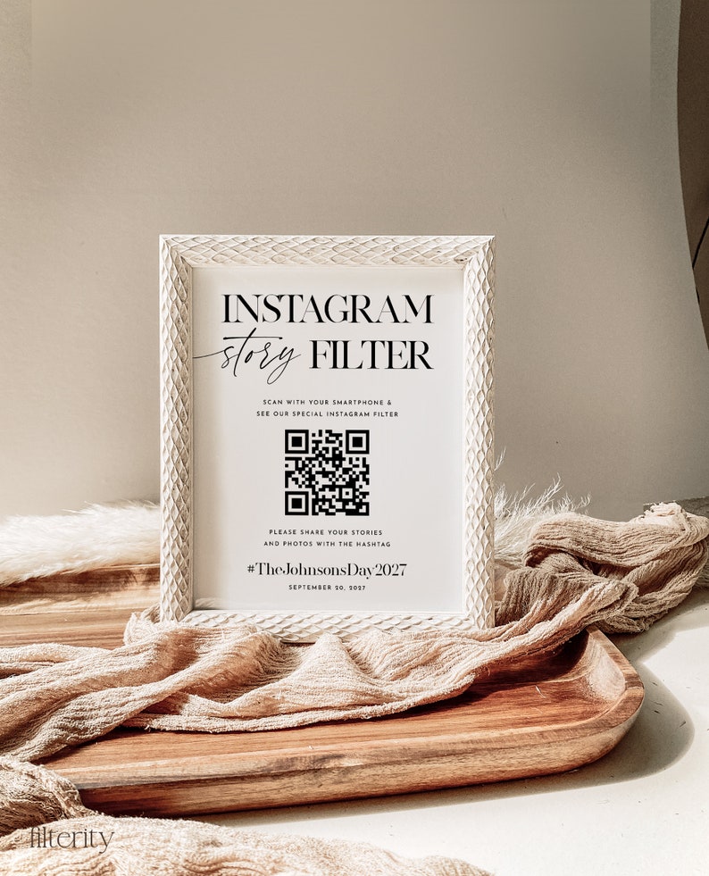 Wedding Instagram Story Filter QR Code Sign Template Share Etsy