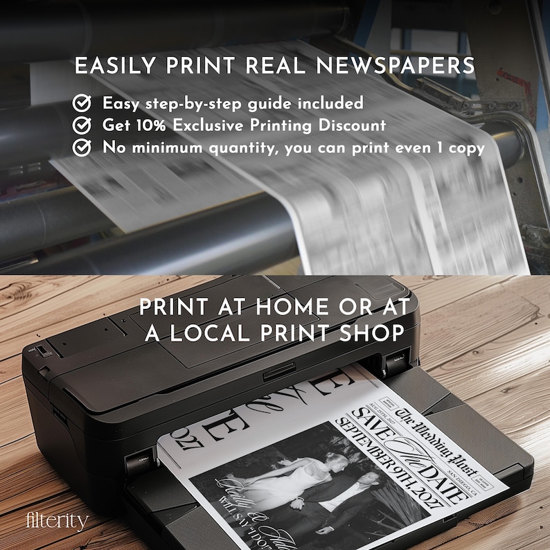Save The Date Newspaper Template Canva, Wedding Save The Date, Announcement Photoshoot Newspaper, The Wedding Post News Paper Template image 10