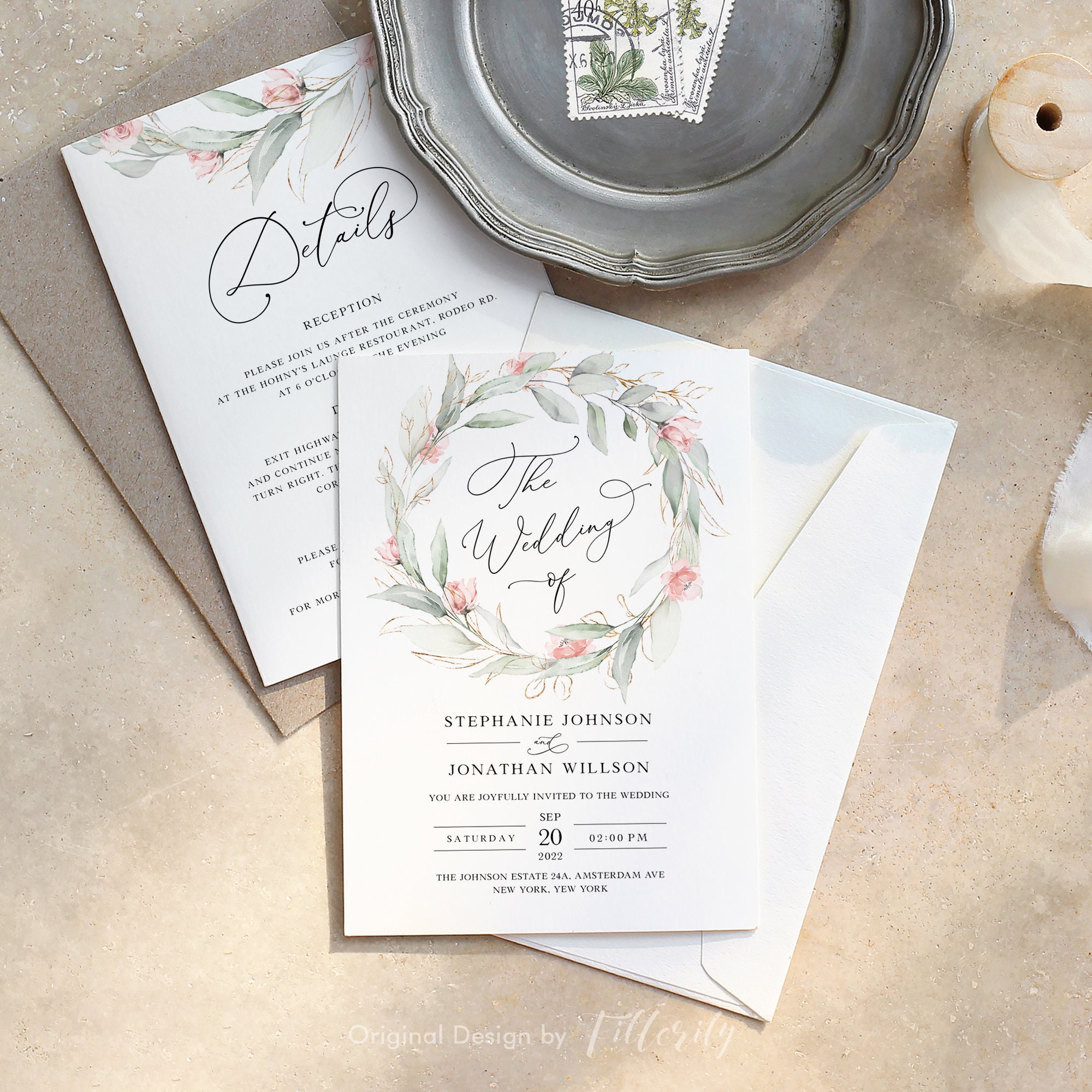 Printable Wedding Invitation Set Template Download Wedding | Etsy