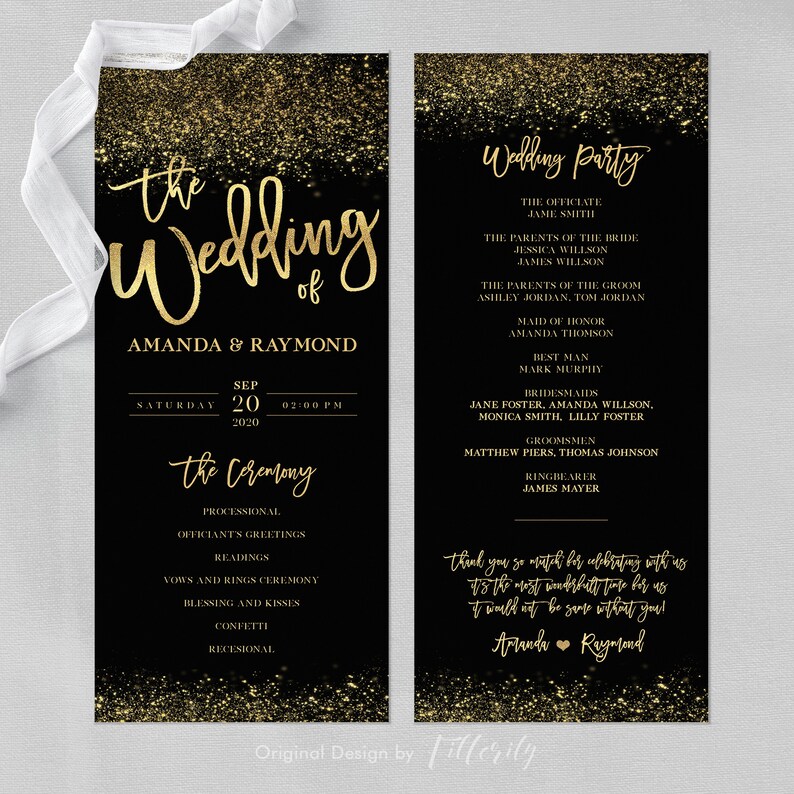 Gold Wedding Invitation Template Bundle, RSVP, Menu (Digital Download) image 5
