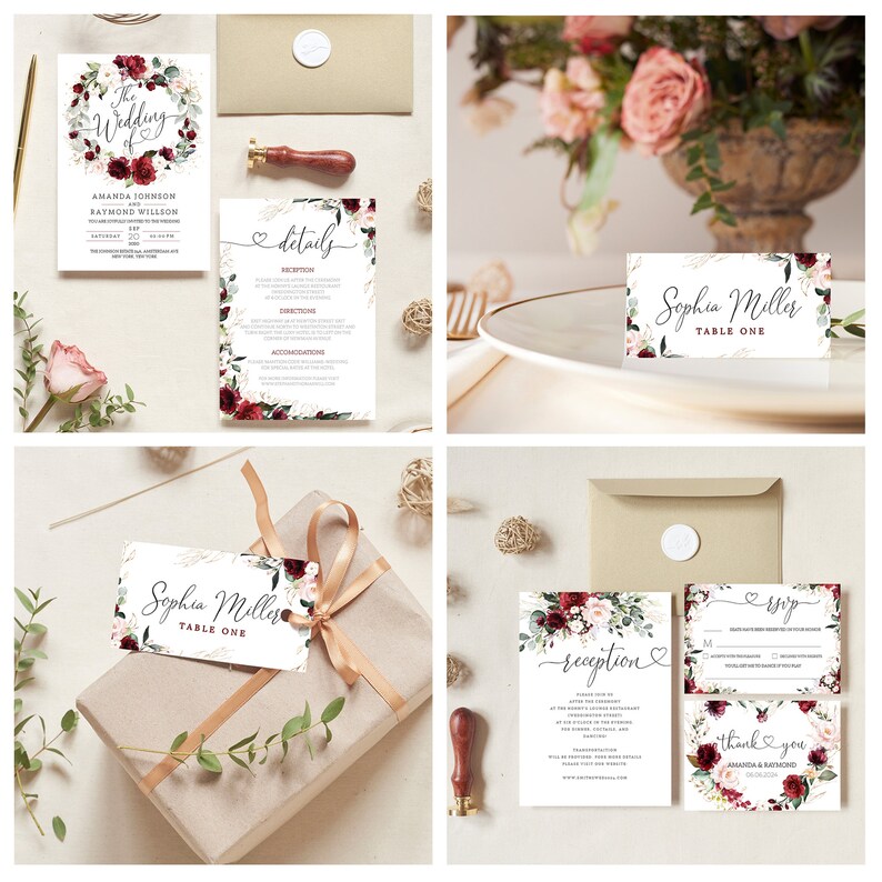 Printable Wedding Invitation Set Template Download Wedding | Etsy