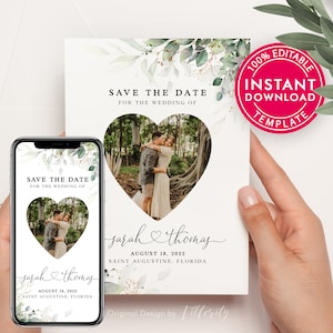 Save The Date Kalender, Save The Date Vorlage mit Foto, Save The Date Karten, Save The Dates, Save The Date Postkarte, Digital Download