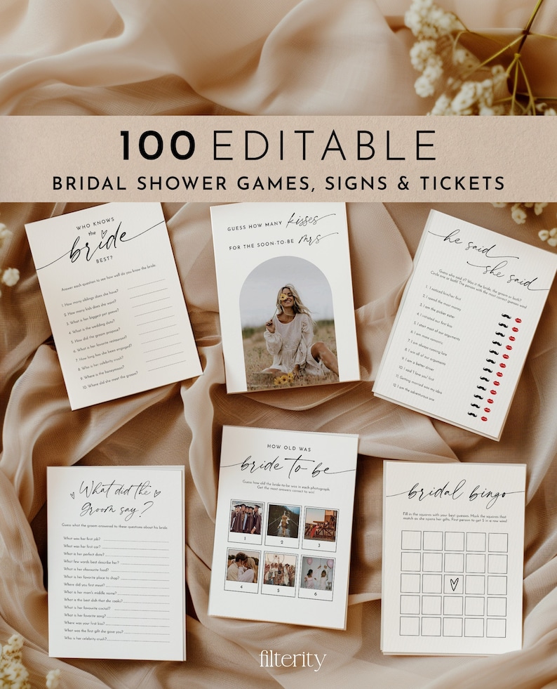 Bridal Shower Games Instant Download, Printable Bridal Shower Games, Bachelorette Party Games, Bridal Party Games, Bridal Bingo, Guess Dress image 1