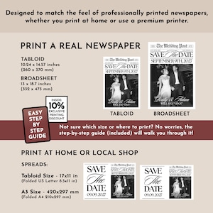 Save The Date Newspaper Template Canva, Wedding Save The Date, Announcement Photoshoot Newspaper, The Wedding Post News Paper Template image 6
