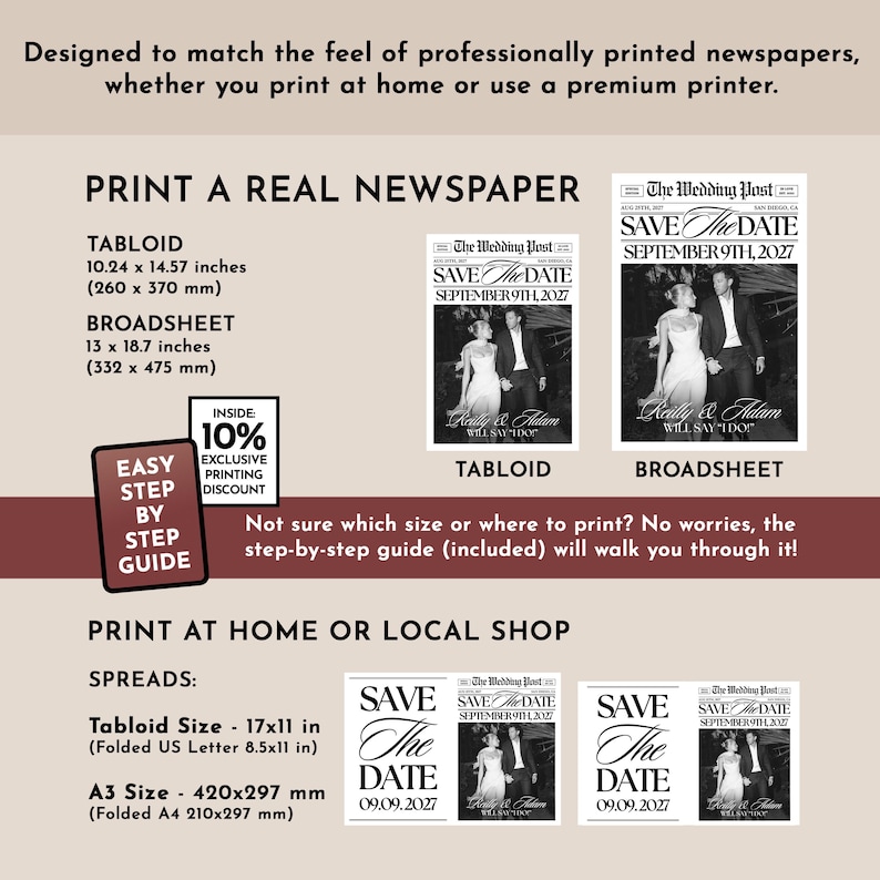 Save The Date Newspaper Template Canva, Wedding Save The Date, Announcement Photoshoot Newspaper, The Wedding Post News Paper Template image 6