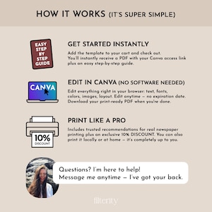 Wedding Newspaper Template with Photo, Wedding Newspaper Template, Wedding Program, Newlywed Times, Editable Newspaper Itinerary, Marriage image 4