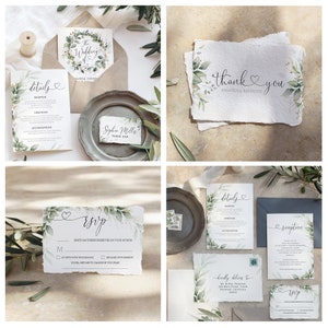 Printable Wedding Invitation Template Bundle, Thank You Card, Wedding Program Template, Wedding Menu, Invitation Set, RSVP Cards and more image 6