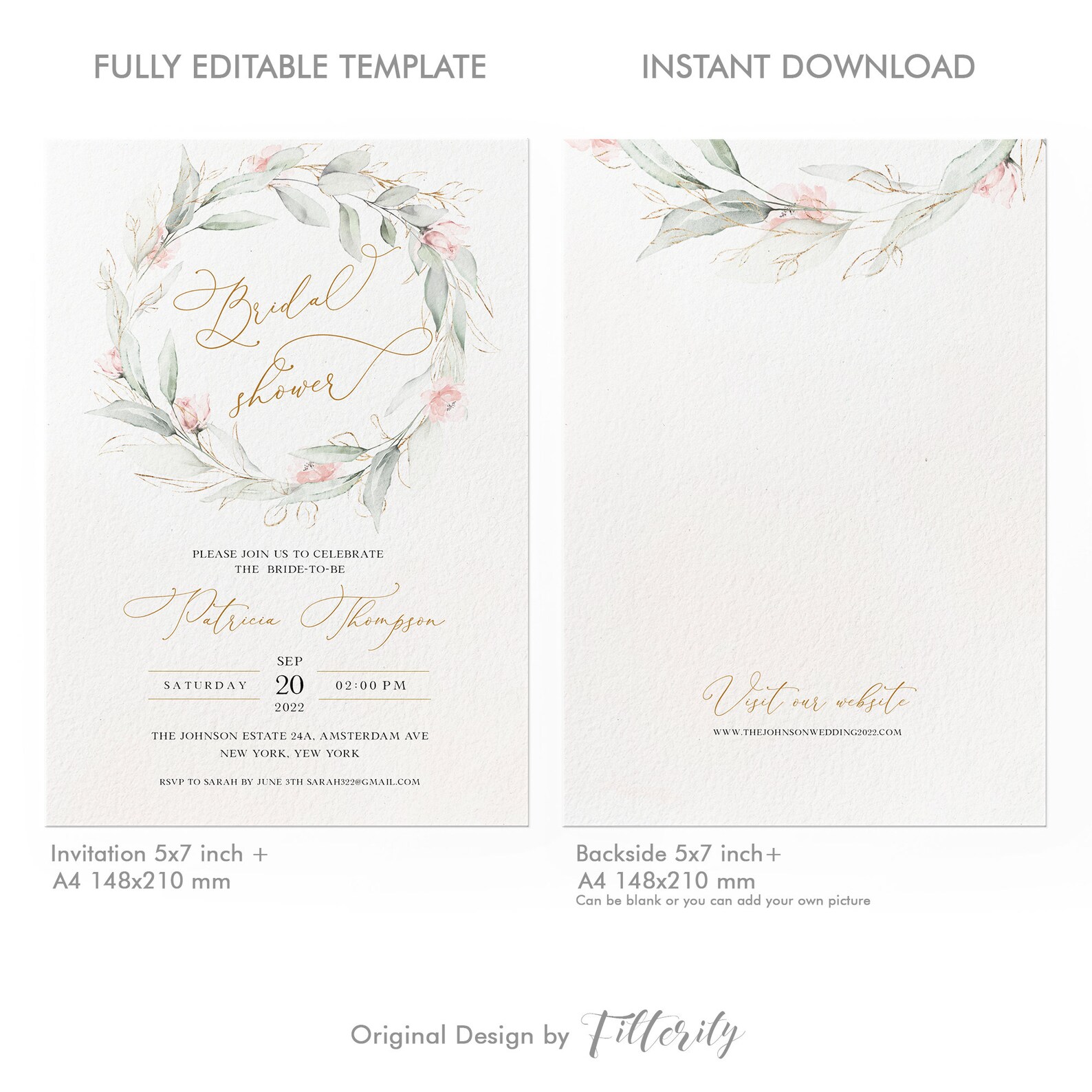 Blush Bridal Shower Invitation Bridal Shower Invite Etsy