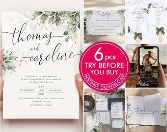 Wedding Invitation Template Download, Printable Wedding Invitation Set, Wedding Template, Wedding Invite Template, Wedding Invitation Suite