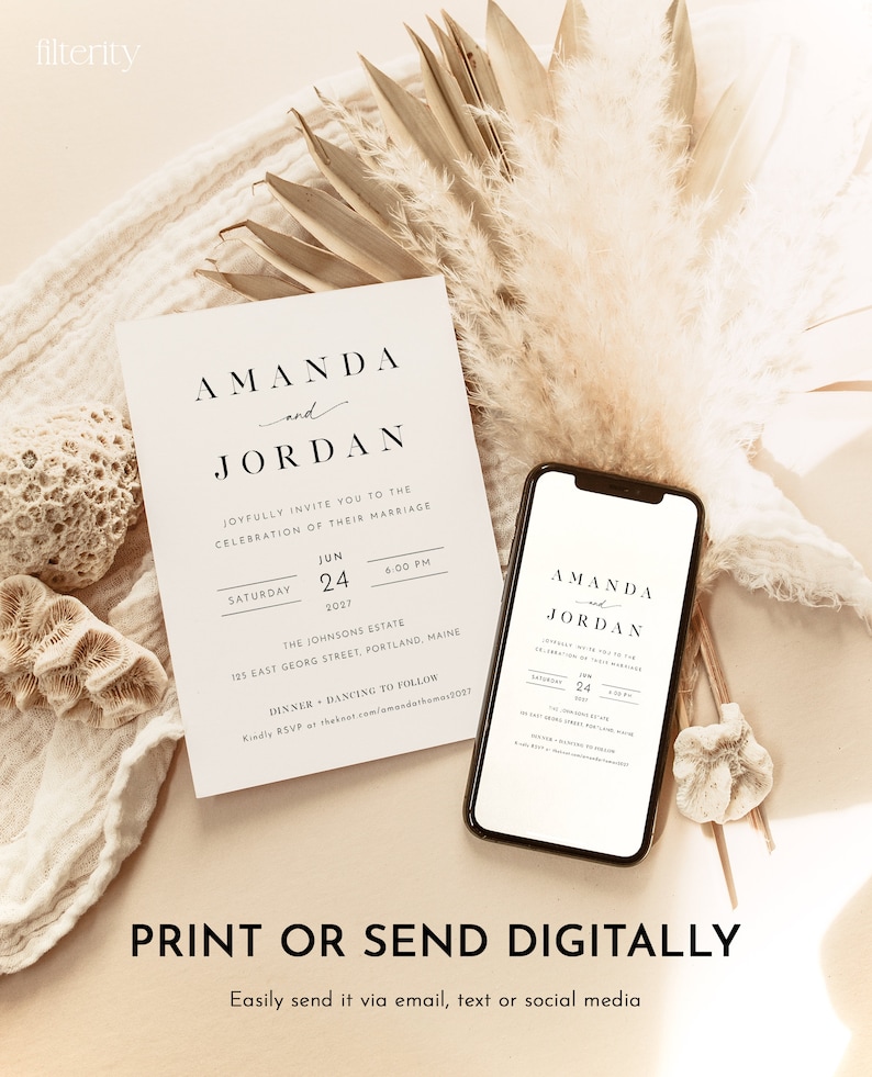 minimal wedding invitation template with photo