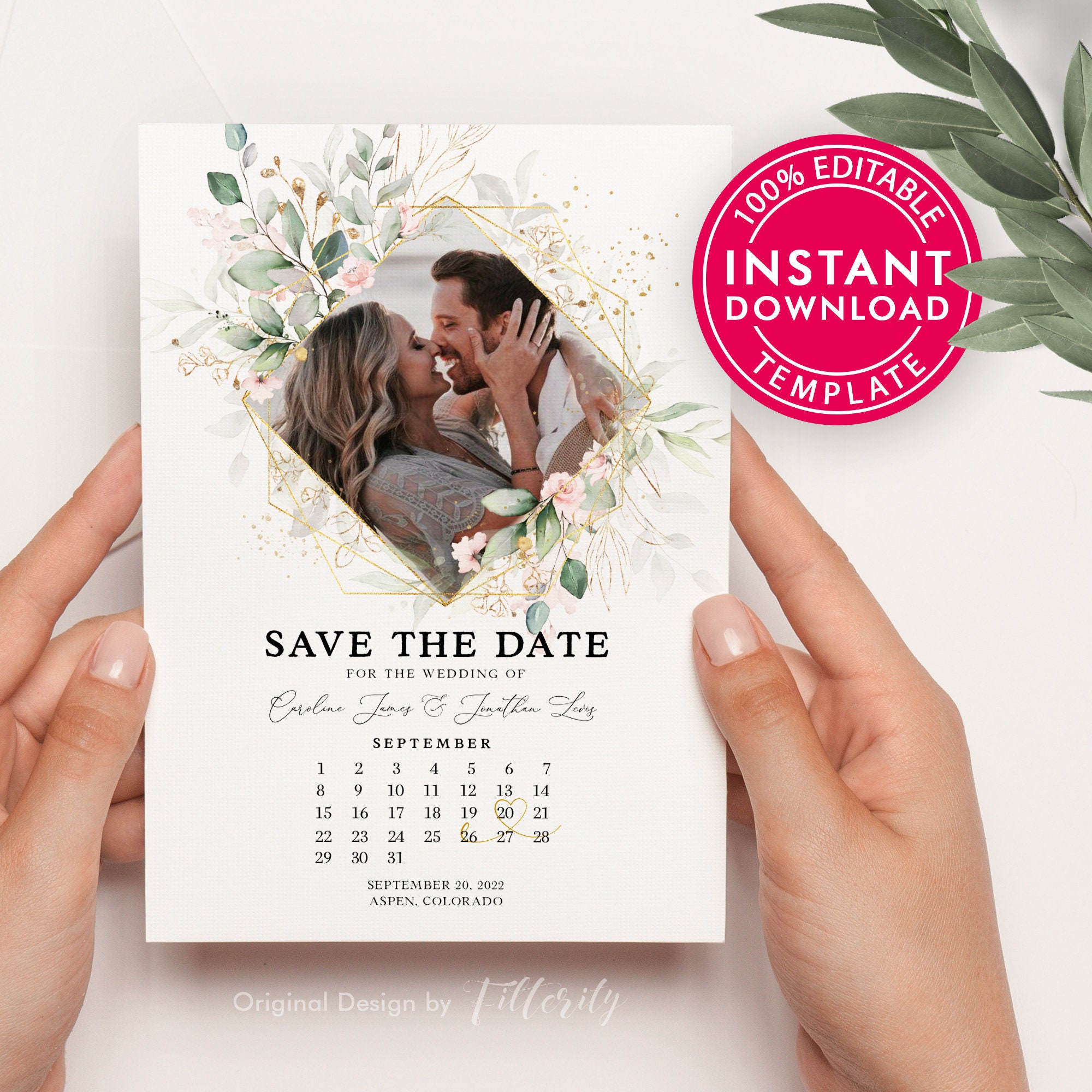 Custom Full Color Save The Date Magnets With Envelopes 5 12 x 4 14 Simply  Scripted Box Of 25 Cards - Office Depot