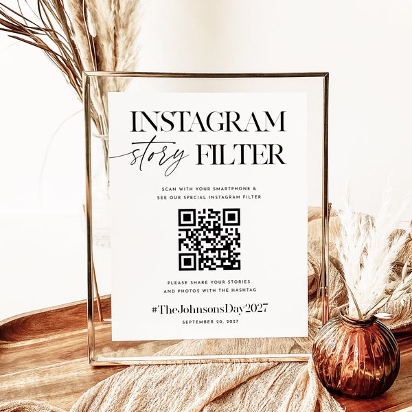 Wedding Instagram Story Filter QR Code Sign Template, Share The Love QR Code Sign, Oh Snap Sign, Instagram Sign, Guest Photo Table Sign