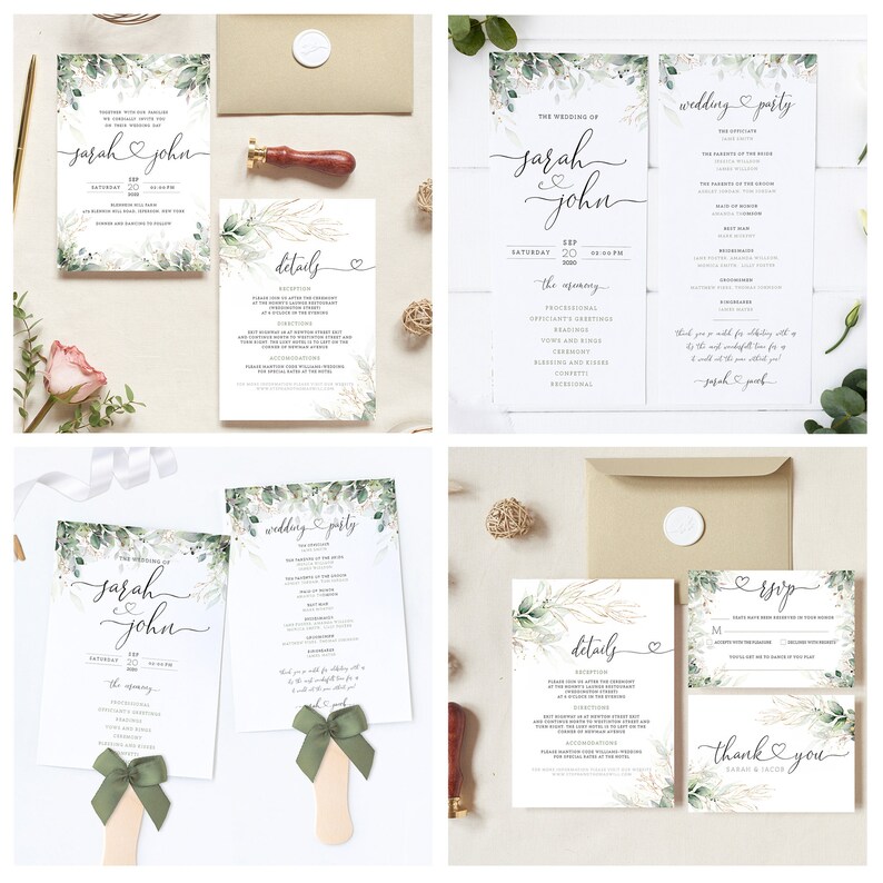 Printable Wedding Invitation Set Template Download Wedding - Etsy