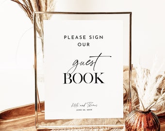 Guest Book Sign Template, Please Sign Our Guestbook Sign Template, Modern Minimalist Wedding Guestbook, Wedding, Wedding Guest Signage