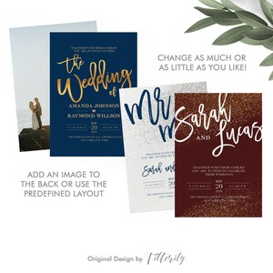 Gold Wedding Invitation Template Bundle, RSVP, Menu (Digital Download) image 3