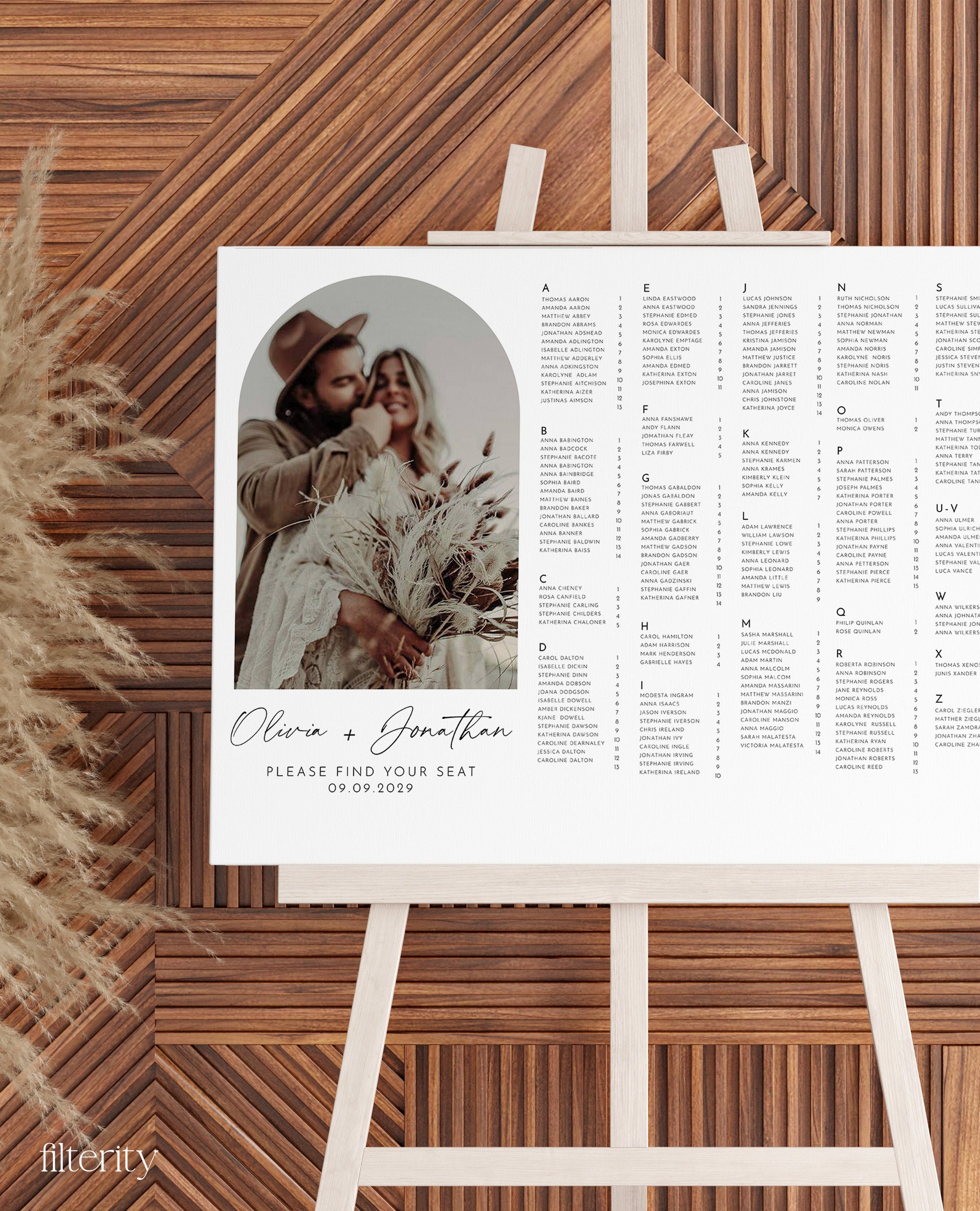 Large Wedding Seating Chart Template With Photo Alphabetical - Etsy