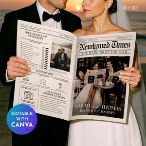 Wedding Newspaper Template with Photo, Wedding Newspaper Template, Wedding Program, Newlywed Times, Editable Newspaper Itinerary, Marriage image 10