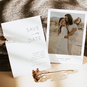 Minimalist Save The Date Template with Photo, Minimal Save Our Date Editable Template, Modern Save The Date, Boho Save The Date Digital