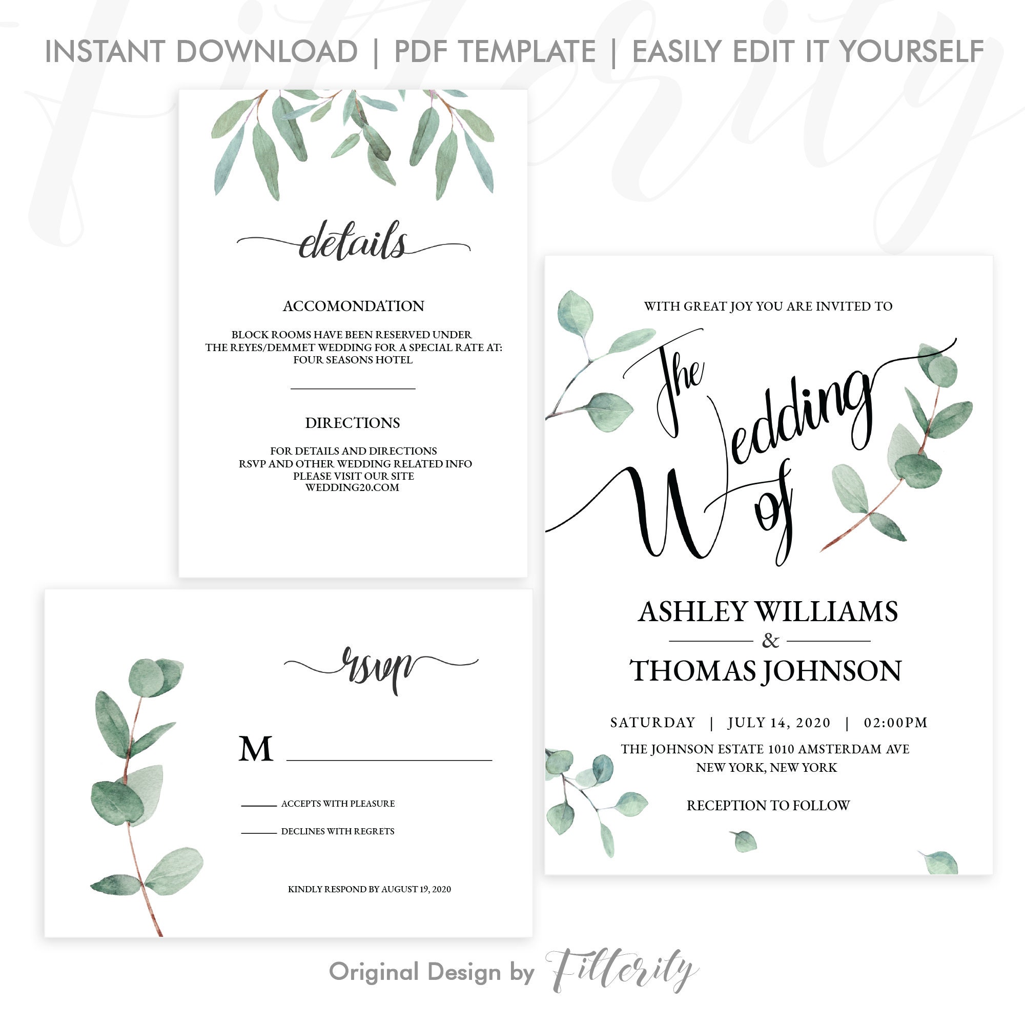 Wedding Invitation Template Download Printable Wedding - Etsy UK