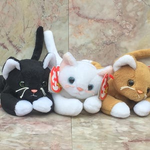 TY Beanie Babies, Zip P.V.C. style 4004, Flip  P.V.C. style 4012 & Nip P.V.C. style4003