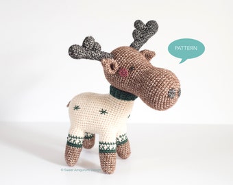 Moose amigurumi pattern, moose crochet pattern, moose christmas crochet, moose amigurumi pattern pdf, moose pattern, scandinavian crochet