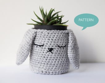 Crochet pattern bunny flowerpot, rabbit flowerpot, PDF pattern Bunny, Bunny crochet pattern, rabbit crochet pattern, digital crochet pattern